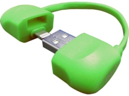 Charging cable with cover (cable bag), green