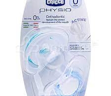 Physiological pacifier, blue silicone, 0 months, 2 pieces