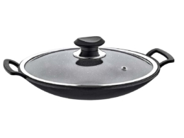 OMS Granite Chinese Frying Pan with Glass Lid 24
